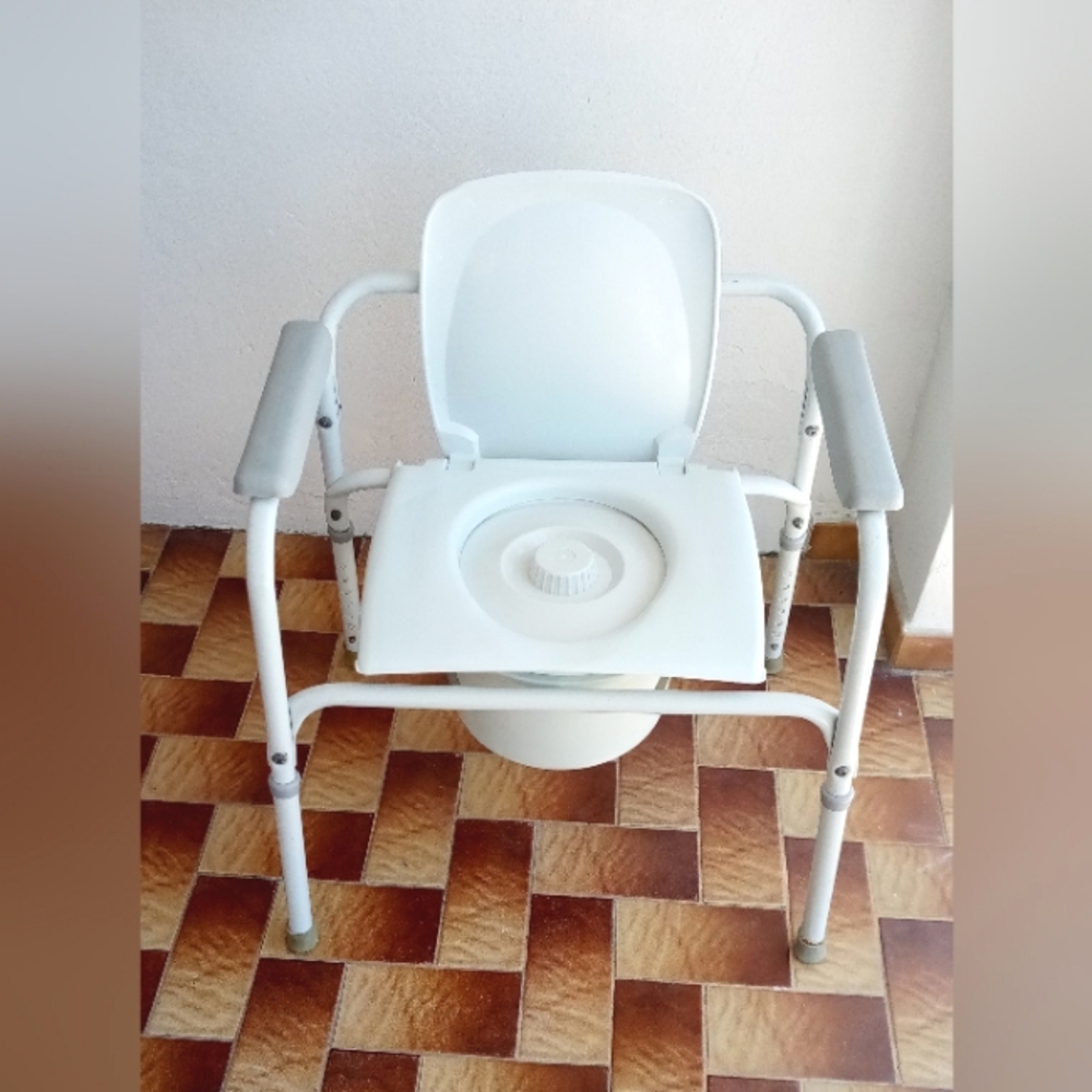 Adjustable handicap seat with toilet, white